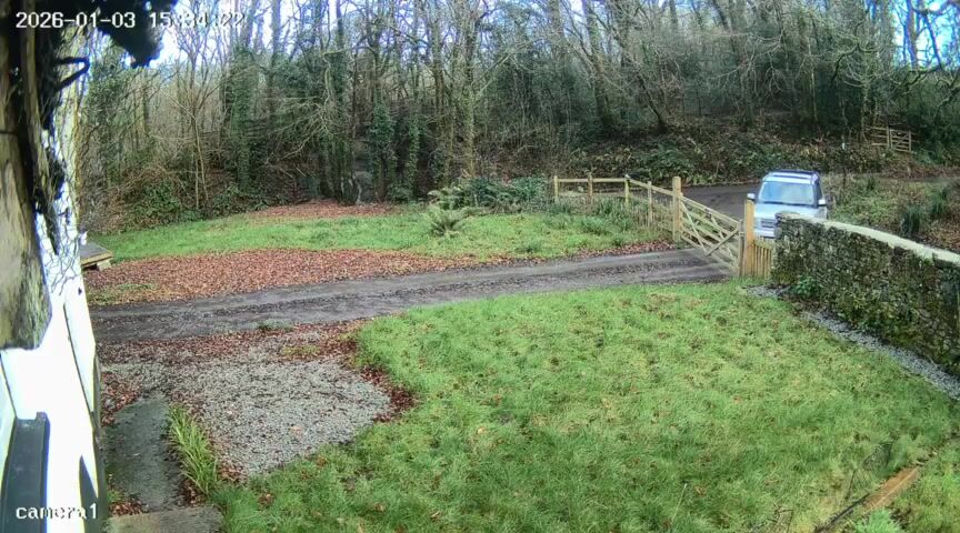 Camera still from Vehicle entry; gate open at the end